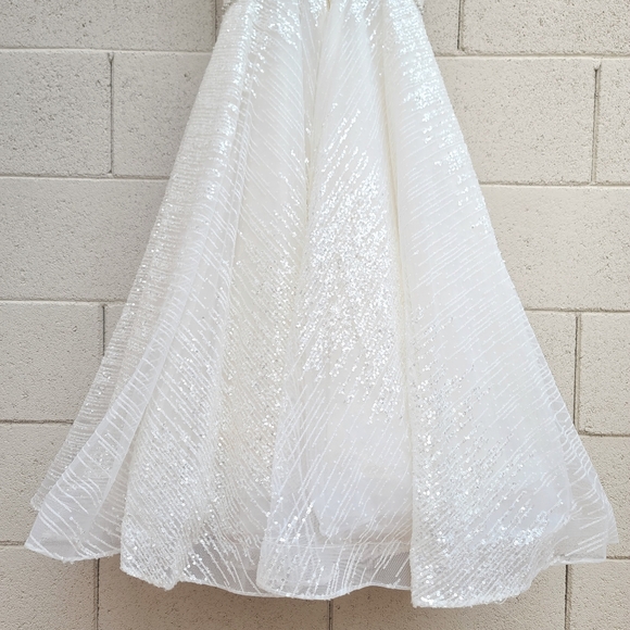 Bronx and Banco | Mademoiselle Bridal Sequin Sparkle Midi Dress Size Medium - Picture 12 of 16